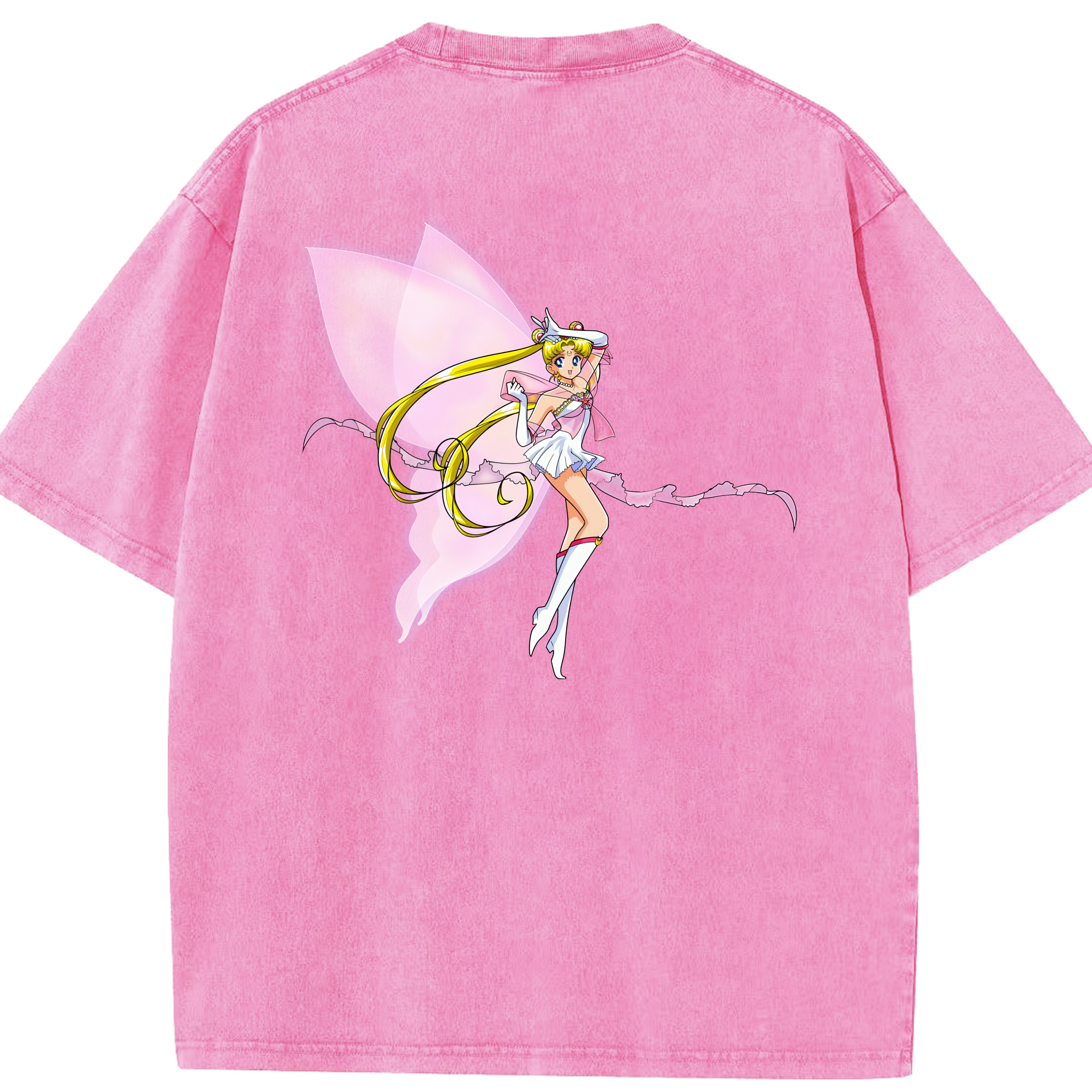（画像用） 美少女戦士セーラームーン 月野 うさぎ つきの うさぎ Sailor Moon Tsukino Usagi 綿100% ヴィンテージ風 半袖Tシャツ（背面プリント）